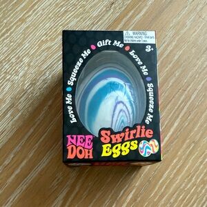 Nee Doh Swirlie Eggs Stress Squeeze Toy - Blue & White Marble